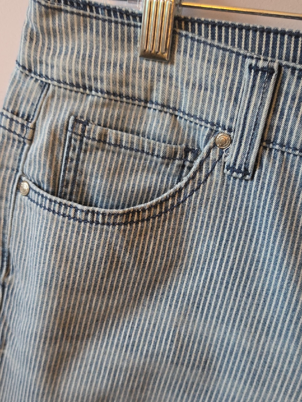 Vintage America Light Blue Pinstripe Cropped Jeans BOHO